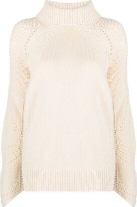 Crochet-Knit Roll-Neck Jumper