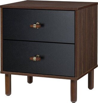 Audrey 2 Drawer Nightstand Walnut/Black