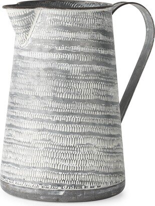 Gray and White Patterned Metal Jug - 7.1 W x 10 D x 10.6 H