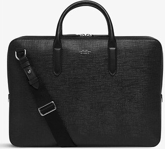 Mens Black Panama Large Leather Briefcase