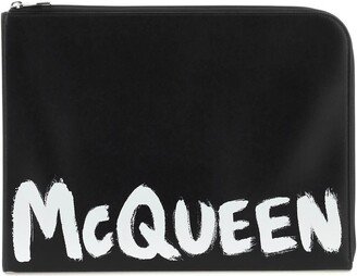 'mcqueen Graffiti' Leather Document Holder Pouch