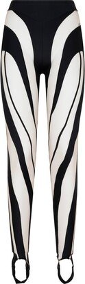 Spiral Tulle Panelled Stirrup-Cuffs Leggings