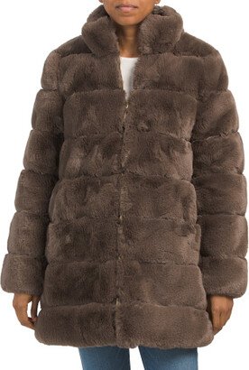 Reversible Faux Fur Stand Collar Coat for Women