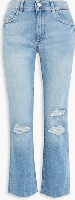 Patti cropped distressed high-rise straight-leg jeans