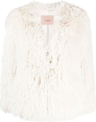 Faux-Fur Long-Sleeve Jacket-AB