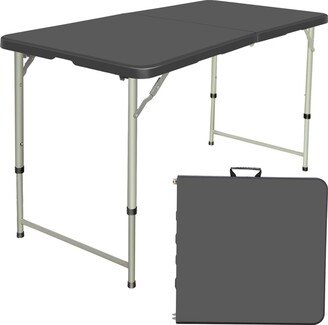 SUGIFT 4 Foot Folding Table Black Indoor Outdoor Folding Card Table-AA