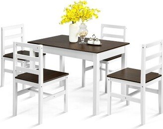 5pcs Dining Set Solid Wood Compact Kitchen Table & 4 Chairs Modern