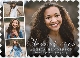 Graduation Announcements: Filmstrip Classic Grad Graduation Announcement, White, 5X7, Pearl Shimmer Cardstock, Scallop