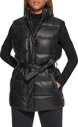 361™ Belted Faux Leather Puffer Vest