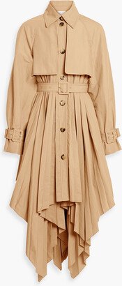 Pleated cotton-blend trench coat