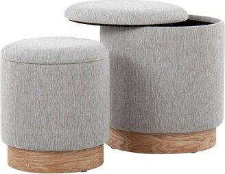 Marla Nesting Ottoman Set Light Gray