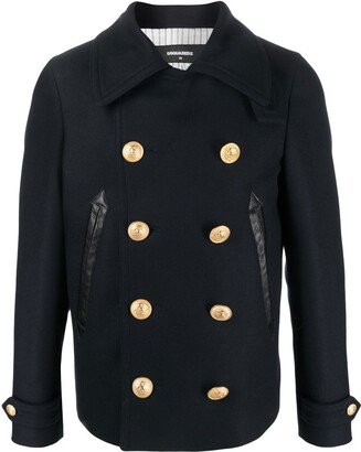 Double-Breasted Wool-Blend Peacoat-AA