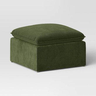 Haven Velvet Modular French Seam Sofa Ottoman Dark Green