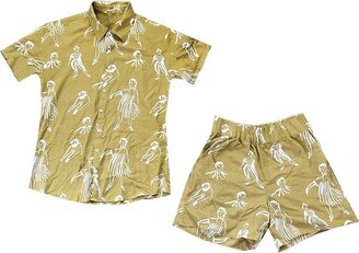 My Little Belleville Porto Two Piece Shorts & Button Up Set ,Willow Print, Romper, Play Set