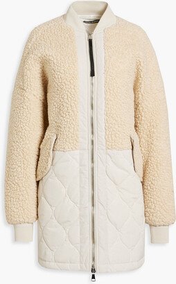 Faux shearling-paneled quilted shell jacket