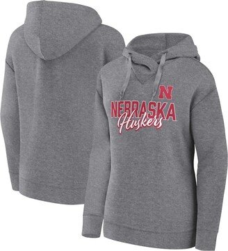 Women's Branded Heather Gray Nebraska Huskers Script Favorite Pullover Hoodie