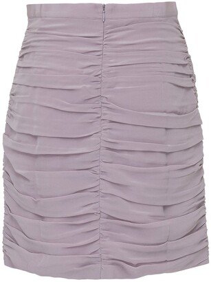 Ruched Back Slit Mini Skirt