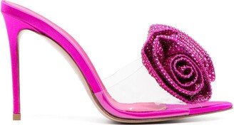 Rose 100mm crystal-embellished mules-AA