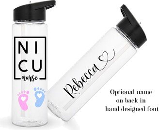 Personalized Nicu Water Bottle, Custom Nurse Baby Feet Tumbler, Secret Santa Gift, Christmas 24Oz