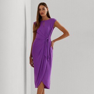 Lauren Petite Ralph Lauren Stretch Jersey Tie-Front Dress-AA