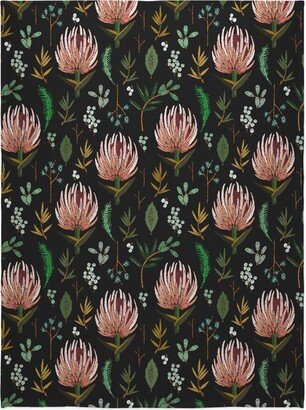 Fleece Photo Blankets: Floral Study - Multi On Black Blanket, Fleece, 60X80, Black