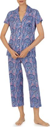 Paisley Short Sleeve Capri Cotton Blend Pajamas