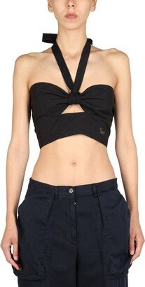 1/OFF Cut-Out Detailed Halterneck Cropped Top-AB