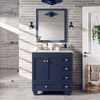 Acclaim 30 Blue Bathroom Vanity w/ White Carrara Top