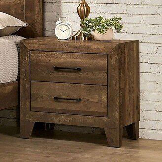 Tiramisubest Rustic Walnut Nightstand with 2 Drawer