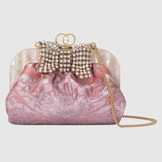 Floral brocade handbag with bow