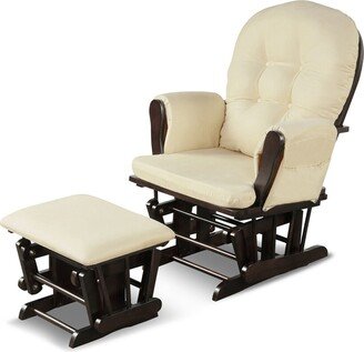 Glider and Ottoman Cushion Set Wood Baby Nursery Rocking Chair-AB