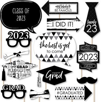 Big Dot Of Happiness Black and White Grad - Best is Yet to Come 2023 Grad Photo Booth Props Kit 20 Ct