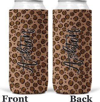 Personalized Leopard Slim Tall Can Hugger - Lake Life Beach Drink Cooler-Monogrammed Hugger-Bride Tribe Gifts-Personalized Gift