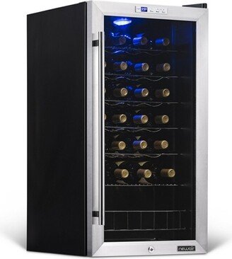 Freestanding 27 Bottle Compressor Wine Fridge in Stainless Steel, Adjustable Chrome Racks and Exterior Digital Thermostat-AA