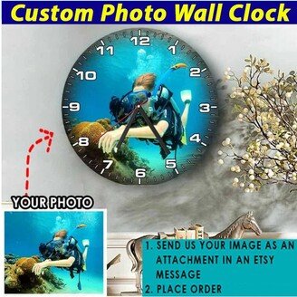 Scuba Diving Dad Gifts Personalized Wooden Wall Clock, Unique For Divers, Dive Birthday