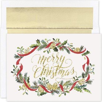 Masterpiece Studios Holiday Collection 15-Count Boxed Christmas Cards with Foil-Lined Envelopes, 7.8