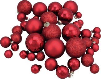 Northlight 40 Count Shiny Glitter and Matte Glass Ball Christmas Ornament Set