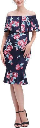 Maternity Kathryn Off-Shoulder Floral-Print Dress