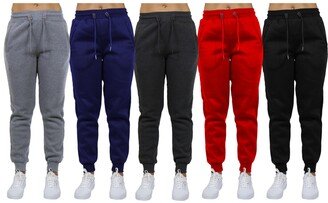 Women's Loose-Fit Fleece Jogger Sweatpants-5 Pack