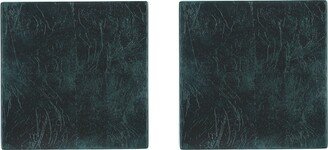 Posh Trading Company Set Of Two Silver Leaf Coasters - Stormy Sky