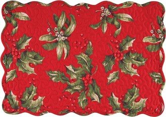 Holly Bouquet Quilted Reversible 13 x 19 Placemat Set of 4