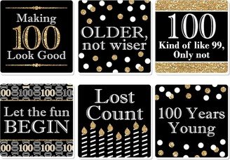 Big Dot Of Happiness Adult 100th Birthday - Funny Party Decor - Drink Coasters - Set of 6