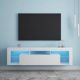 RASOO 63 Wall Mounted Floating TV Stand with RGB LED Light & Multi Storage