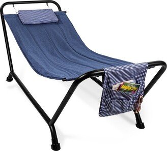 Best Choice Products Outdoor Patio Hammock Bed with Stand, Pillow, Storage Pockets, 500LB Weight Capacity - Blue