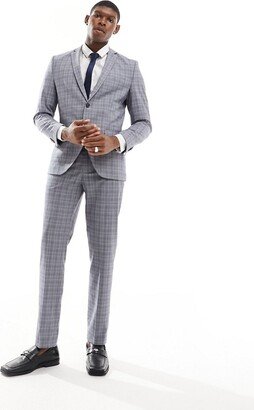 slim fit suit pants in blue check-AA