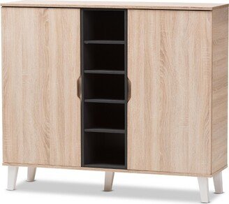 Adelina Mid - Century Modern 2 - Door Wood Shoe Cabinet - Brown