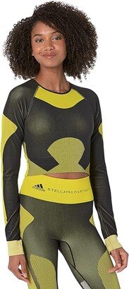 Truestrength Seamless Long Sleeve Crop HN2882 (Black/Yellow/Clear Onix) Women's Clothing