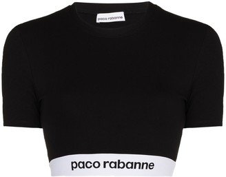 Rabanne logo-hem cropped T-shirt