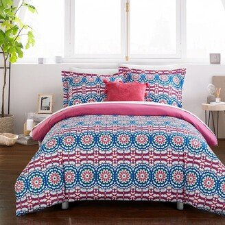 Chic Home Design Chiko 8 Piece Reversible Duvet Cover Set Bohemian Inspired Geometric Pattern Print Backing Zipper Closure Bed In A Bag Bedding