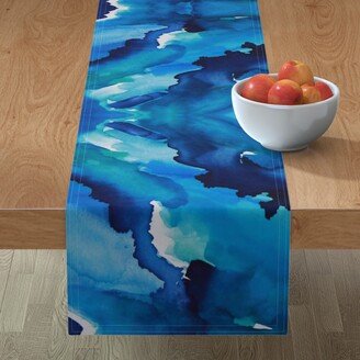 Table Runners: Watercolor Skies - Blue Table Runner, 72X16, Blue